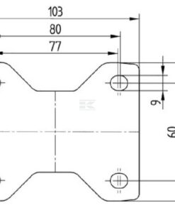 Rueda industrial fija en goma: Ø200 x 46 mm, placa de soporte acero inoxidable: 137 x 115 mm. Capacidad: 400 kg, Tente
