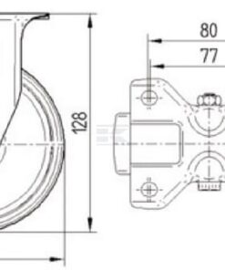 Rueda industrial fija en poliamida: Ø100 x 36 mm, placa de soporte acero inoxidable: 100 x 85 mm. Capacidad: 200 kg, Tente