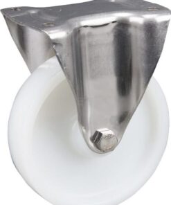 Rueda industrial fija en poliamida: Ø160 x 40 mm, placa de soporte acero inoxidable: 137 x 115 mm. Capacidad: 500 kg, Tente