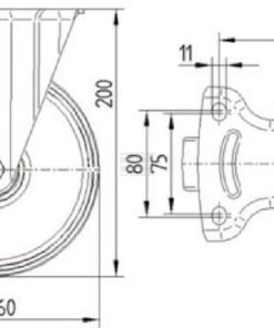 Rueda industrial fija en poliamida: Ø160 x 40 mm, placa de soporte acero inoxidable: 137 x 115 mm. Capacidad: 500 kg, Tente