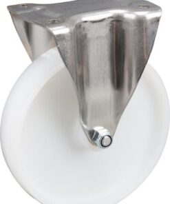 Rueda industrial fija en poliamida: Ø200 x 50 mm, placa de soporte acero inoxidable: 137 x 115 mm. Capacidad: 500 kg, Tente