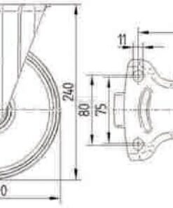 Rueda industrial fija en poliamida: Ø200 x 50 mm, placa de soporte acero inoxidable: 137 x 115 mm. Capacidad: 500 kg, Tente