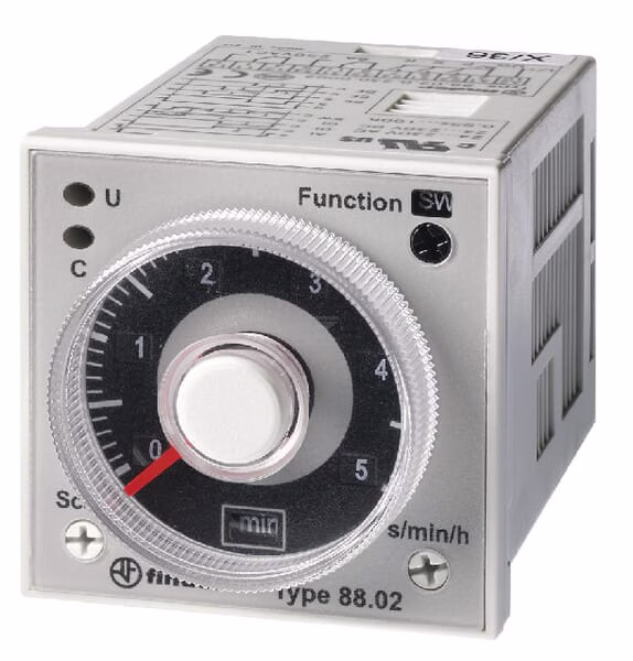 Relé temporizador 2W 8A, 12…240V AC 2 Relé temp. 24-230V/CA reset