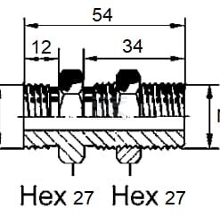 Conector doble con tuerca de seguridad