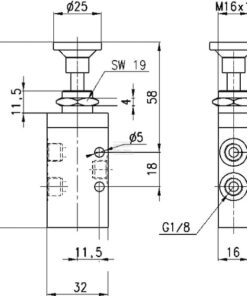 Válvula 3/2, push-pull