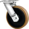 Rueda industrial giratoria en poliuretano: Ø125 x 50 mm, placa soporte: 135 x 110 mm. Capacidad: 550 kg, Tente