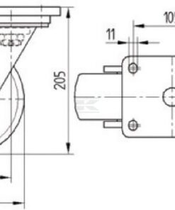 Rueda industrial giratoria en poliuretano: Ø160 x 50 mm, placa de soporte: 135 x 110 mm. Capacidad: 750 kg, Tente 3 Rueda industrial giratoria en poliuretano: Ø160 x 50 mm, placa de soporte: 135 x 110 mm. Capacidad: 750 kg, Tente