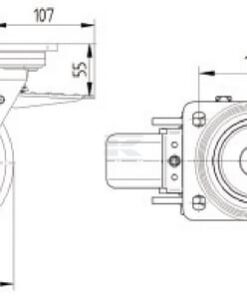 Rueda industrial giratoria en poliuretano: Ø160 x 50 mm, placa soporte con freno: 135 x 110 mm. Capacidad: 750 kg, Tente