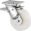 Rueda industrial giratoria en poliamida: Ø125 x 50 mm, placa soporte con freno: 135 x 110 mm. Capacidad: 700 kg, Tente