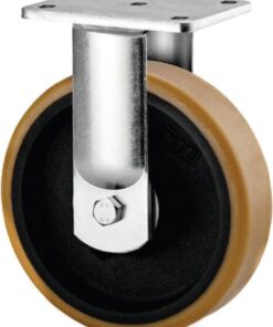 Rueda industrial fija en poliuretano: Ø100 x 50 mm, placa de soporte: 135 x 110 mm. Capacidad: 450 kg, Tente