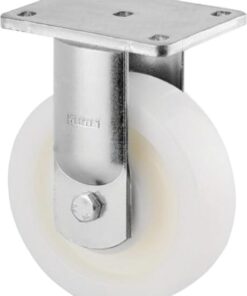 Rueda industrial fija en poliamida: Ø200 x 50 mm, placa de soporte: 135 x 110 mm. Capacidad: 1000 kg, Tente