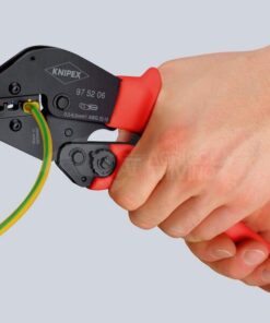 KNIPEX 97 52 19 Alicate para crimpar terminales también para trabajar a dos manos con fundas de plástico antideslizantes bruñido 250 mm