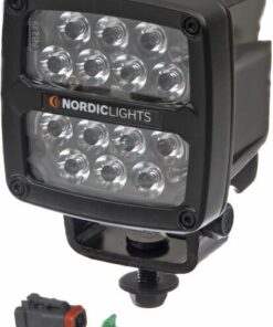 Luz de trabajo LED, 50 W, 7000 lm, cuadrada, 12 / 24 V, transparente, atornillable, 108,2 x 108 x 137 mm, conexión Deutsch de 2 pineses, haz concentrado, 14 LED, Scorpius PRO 445 de Nordic Lights