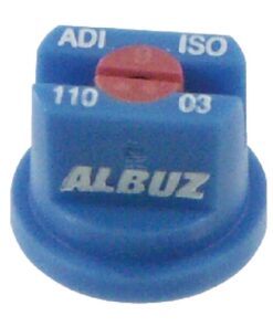 Tobera estándar, doble, chorro plano ADI 110° 03 azul cerámica Albuz