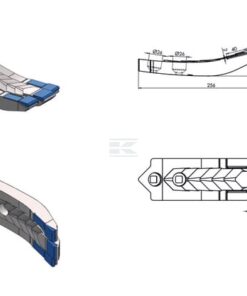 Punta de cultivador 256 x 80, curvada, 2 orificios, válida para Agrisem de Kramp