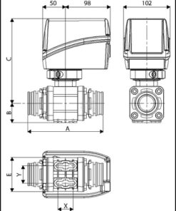 2-way electric bolted ball valves with fork couplings