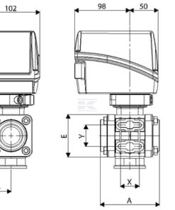 Llave esf. eléc. 3 vías 2 1/