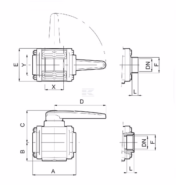 Llave esférica 2 vías 1 1/2" F 3 Llave esférica 2 vías 1 1/2" F