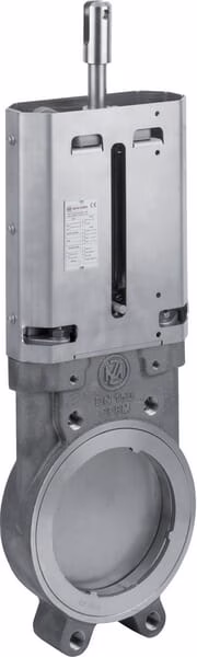Válvula de guillotina, accionamiento neumático 6", MZ 1 Válvula con cuchilla 6" inox