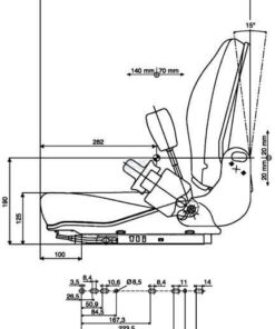 Asiento con suspensión mecánica, B12 + interruptor 11 Asiento con suspensión mecánica, B12 + interruptor