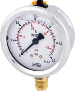Glycerine pressure gauge 63 mm 3 bar, bottom mount