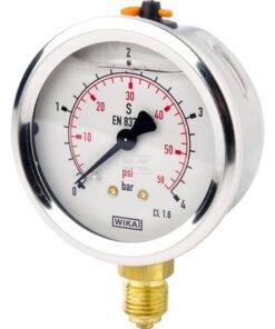 Glycerine pressure gauge 63 mm 4 bar, bottom mount