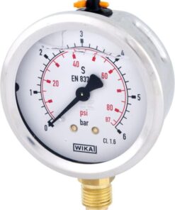 Glycerine pressure gauge 63 mm 6 bar, bottom mount