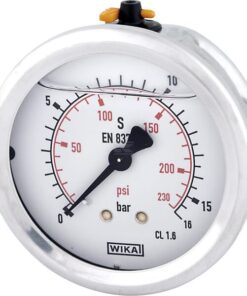 Glycerine pressure gauge 63 mm 16 bar, rear mount