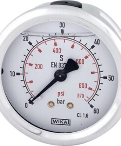 Glycerine pressure gauge 63 mm 60 bar, rear mount