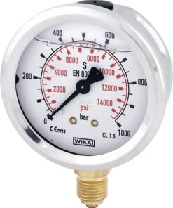 Glycerine pressure gauge 63 mm 1,000 bar, bottom mount