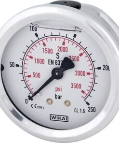 Glycerine pressure gauge 63 mm 250 bar, rear mount