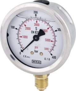 Glycerine pressure gauge 63 mm 400 bar, bottom mount