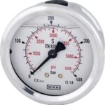 Glycerine pressure gauge 63 mm 400 bar, rear mount