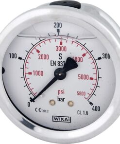 Glycerine pressure gauge 63 mm 400 bar, rear mount