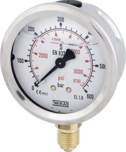 Glycerine pressure gauge 63 mm 600 bar, bottom mount