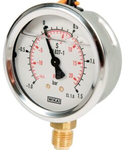 Manometer, diameter 63mm, from -1 to +1.5 bar, bottom connection 1/4"