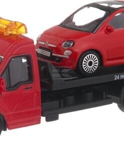 Fiat 500 con camión de plataforma plana