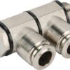 Racor acodado doble de inserción a presión, 10x3/8" 4 Racor acodado doble de inserción a presión, 10x3/8"