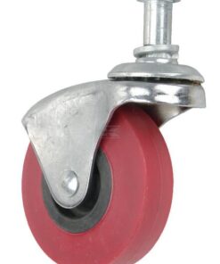 Rueda industrial giratoria en goma: Ø63, eje metal con circlip