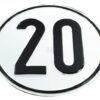 Placa 20 km tipo alemán