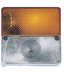 Luz de intermitencia y galibó halógena, frontal, cuadrada, 12 V, ámbar / transparente, atornillable, enchufe plano, Geka