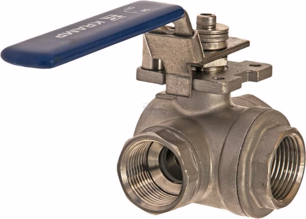 Válvula de esfera de 3 vías L 1" acero inoxidable 2 Válvula de esfera de 3 vías L 1" acero inoxidable