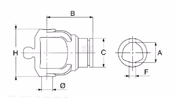 Horquilla para tubo perfilado, Ø58,5 mm, S6 Bondioli&Pavesi