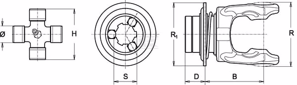 Horquilla con desconexión rápida, Ø1,3/4" - 6 estrías, SH Bondioli&Pavesi 2 Horquilla con desconexión rápida, Ø1,3/4" - 6 estrías, SH Bondioli&Pavesi