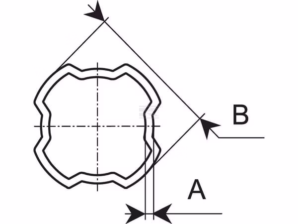 Tubo interior perfil cuadrado SFT recubierto, S6 Øext. 37,9 mm, Øint. 47,4 mm - 4,75 mm L: 1500 mm gran ángulo Bondioli&Pavesi