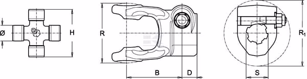 Horquilla con perno tensor, Ø1,3/8" - 6 estrías, 7/G8/S8/H8 Bondioli&Pavesi 2 Horquilla con perno tensor, Ø1,3/8" - 6 estrías, 7/G8/S8/H8 Bondioli&Pavesi