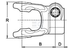 Horquilla con perno tensor, Ø1,3/8" - 6 estrías, S5/S6/G5/5 Bondioli&Pavesi