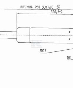 Amortiguador de gas L=600,0 mm 210N Stabilus