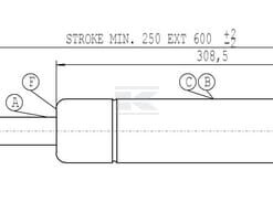 Amortiguador de gas L600,0 mm 150N Stabilus