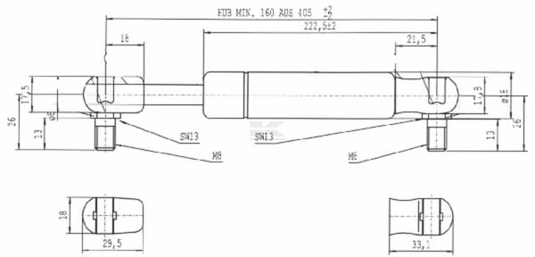 Amortiguador de gas L=405,0 mm 250N Stabilus 3 Amortiguador de gas L=405,0 mm 250N Stabilus